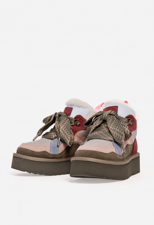 Botines mujer Unique Moon 01 de piel y textil multicolor con plataforma