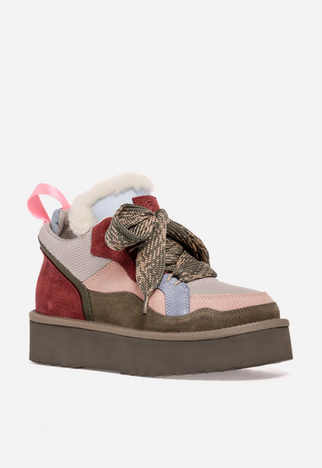 Botines mujer Unique Moon 01 de piel y textil multicolor con plataforma