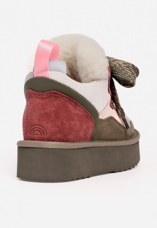 Botines mujer Unique Moon 01 de piel y textil multicolor con plataforma