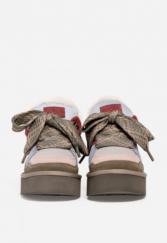 Botines mujer Unique Moon 01 de piel y textil multicolor con plataforma