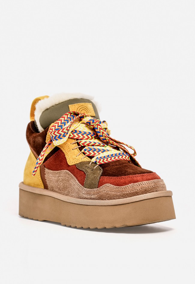 Botines mujer Unique Moon 03 de piel y textil multicolor con plataforma