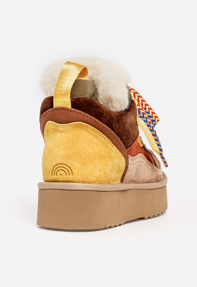 Botines mujer Unique Moon 03 de piel y textil multicolor con plataforma