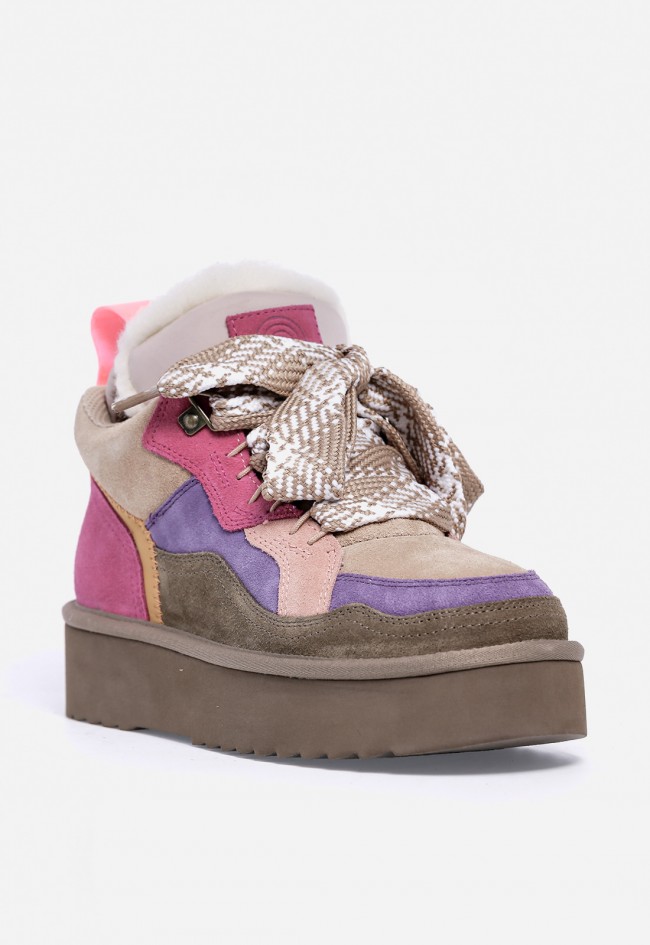 Botines mujer Unique Moon 02 de piel y textil multicolor con plataforma