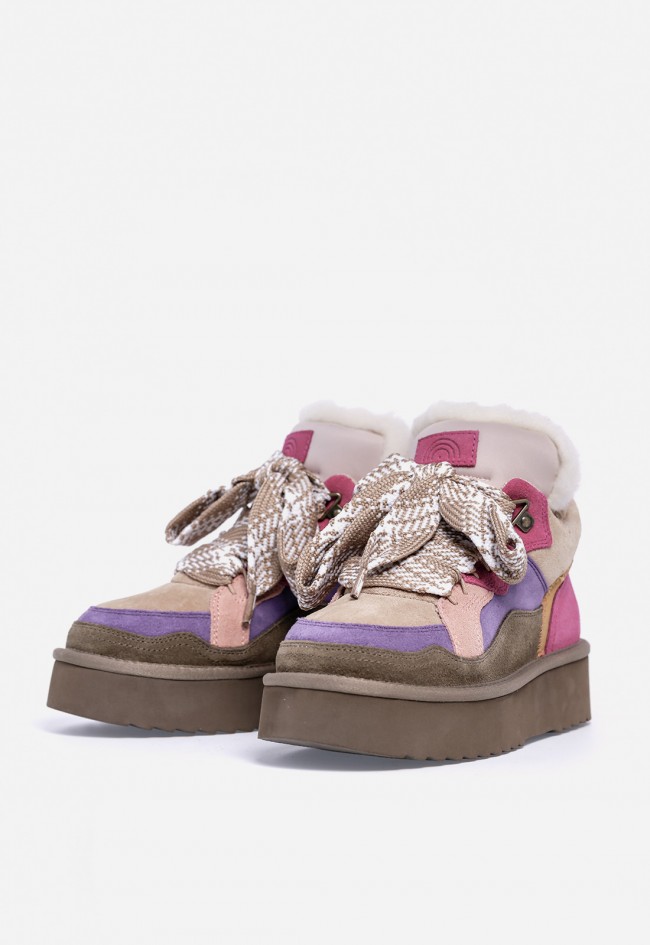 Botines mujer Unique Moon 02 de piel y textil multicolor con plataforma