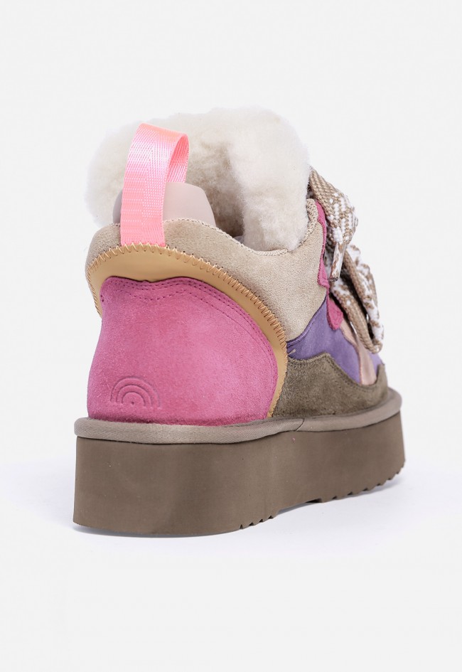 Botines mujer Unique Moon 02 de piel y textil multicolor con plataforma