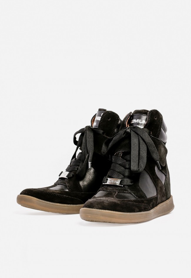 Zapatillas mujer Meline 860 RZ de piel negra con caña alta y estilo urbano sofisticadoz