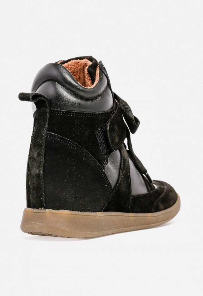 Zapatillas mujer Meline 860 RZ de piel negra con caña alta y estilo urbano sofisticadoz