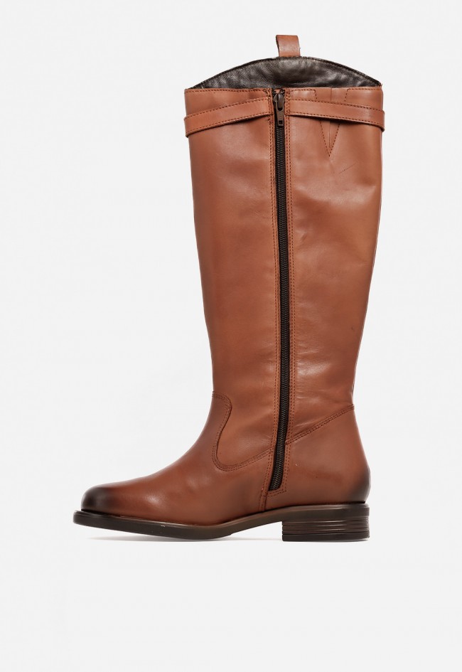 Botines mujer Carmina Jhilton 68-2814 de piel marrón con tacón ancho y estilo atemporal