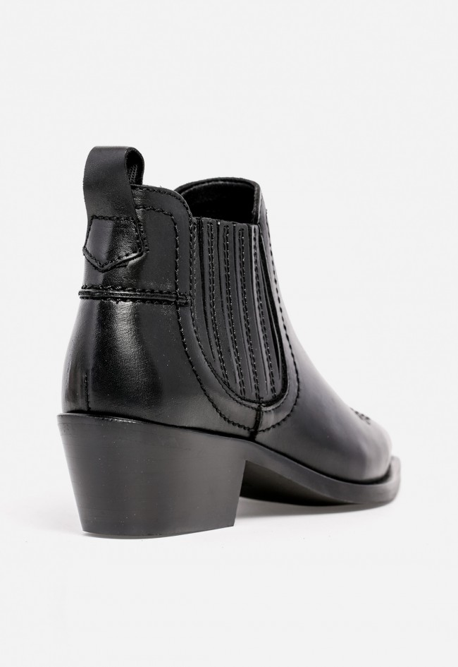 Botín cowboy piel de mujer negro Glo kora 7231