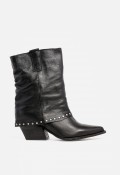 Botín cowboy con polaina y tachas de mujer negro Glo tex3000