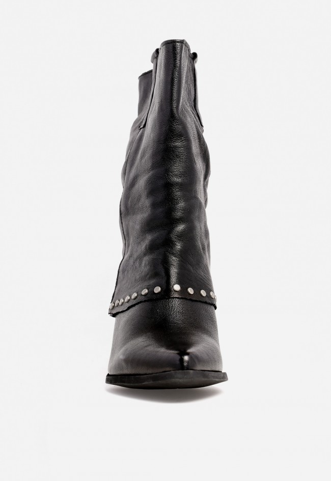 Botín cowboy con polaina y tachas de mujer negro Glo tex3000
