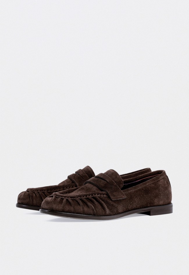 Mocasín de piel de mujer marrón Glo cinta 2541