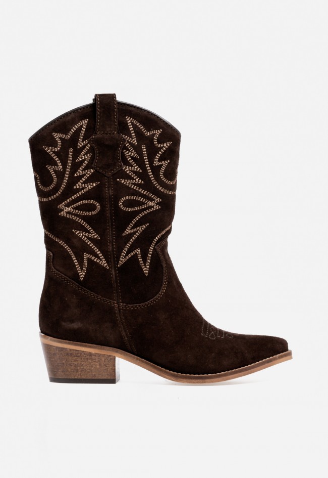 Bota cowboy de piel de mujer moka Glo 6600