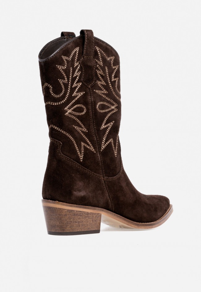 Bota cowboy de piel de mujer moka Glo 6600