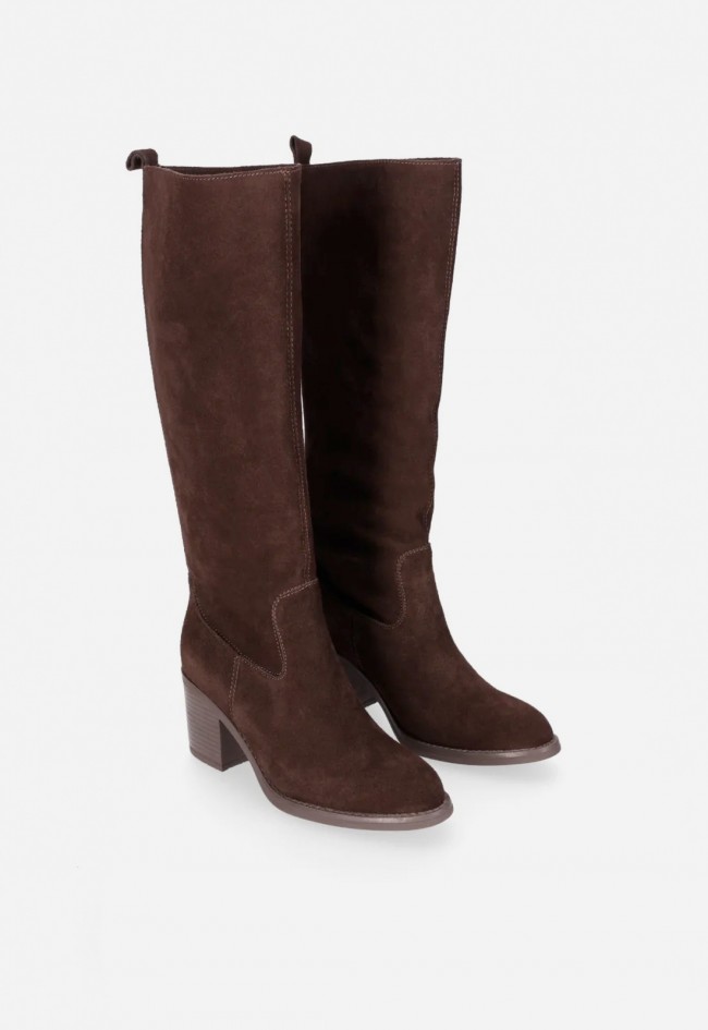Bota de tacón de mujer de piel marrón VAS bruna 02