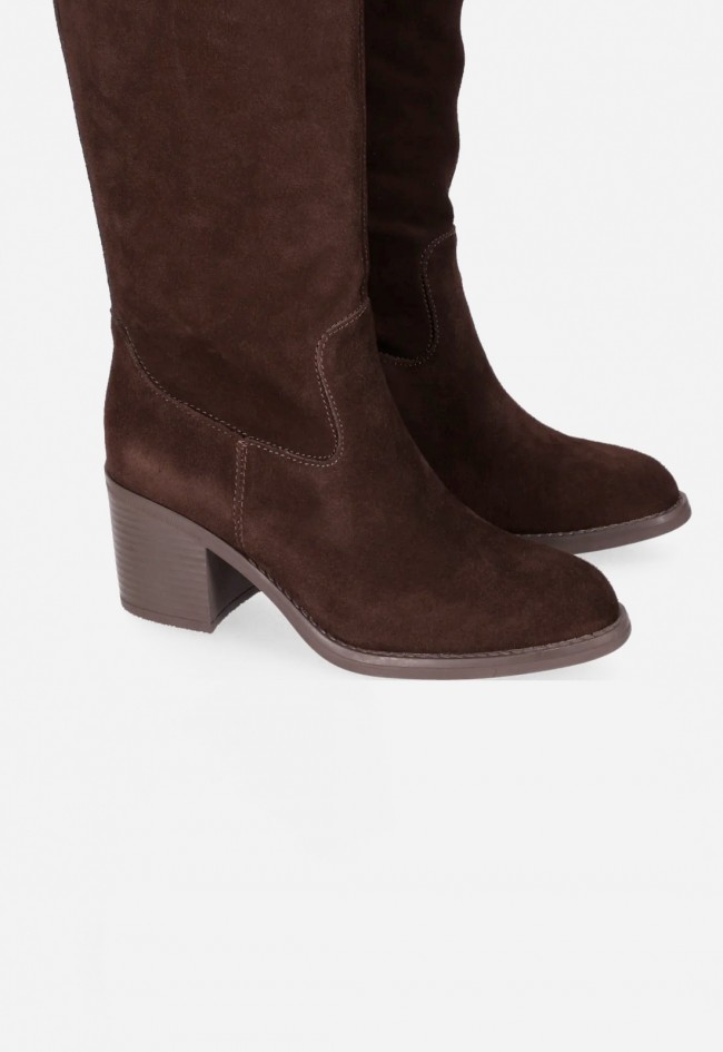Bota de tacón de mujer de piel marrón VAS bruna 02