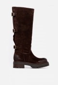 Bota motorista de mujer de piel marrón GLO f8010