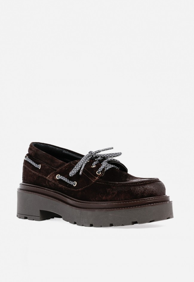 Zapato mocasín de mujer de piel marrón 4005