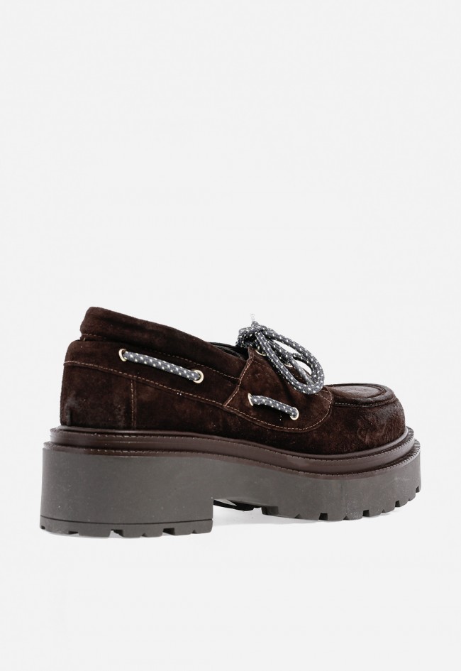 Zapato mocasín de mujer de piel marrón 4005