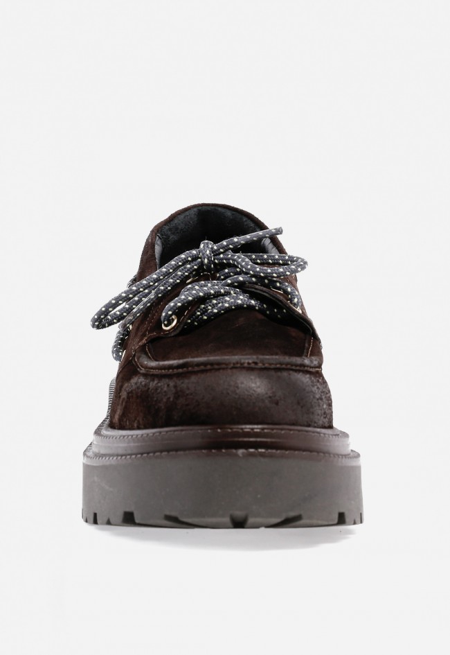 Zapato mocasín de mujer de piel marrón 4005
