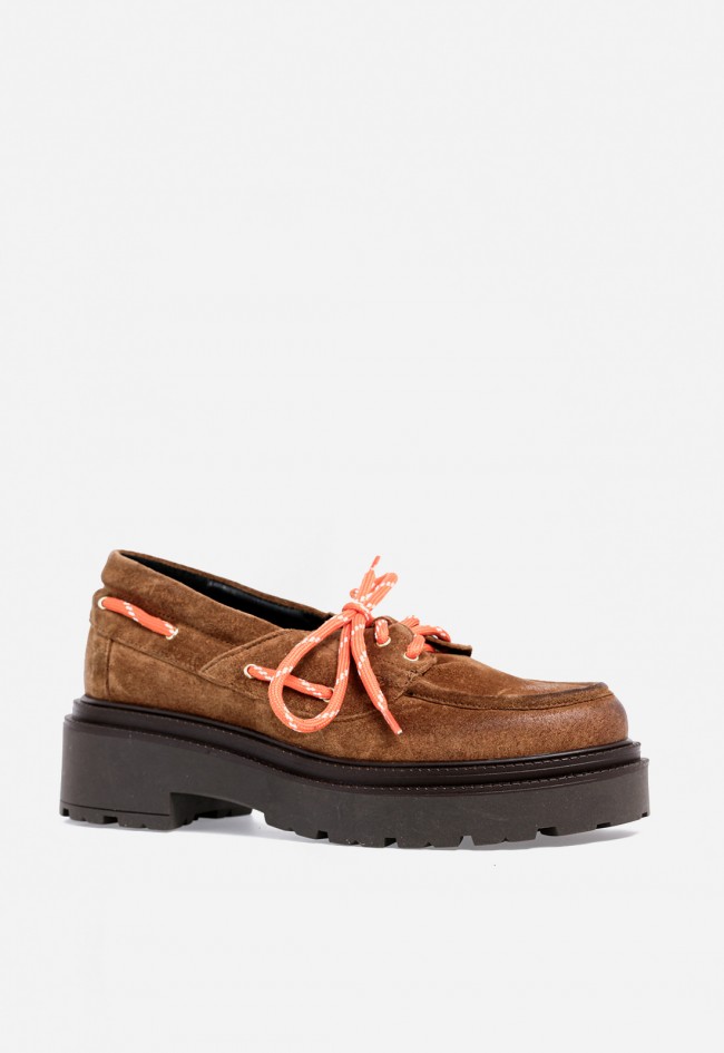 Zapato mocasín plataforma de mujer de piel cuero GLO 4005