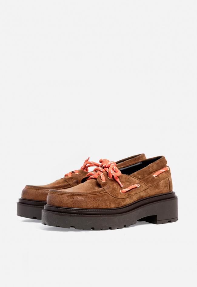 Zapato mocasín plataforma de mujer de piel cuero GLO 4005