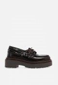 Zapato mocasín de mujer de piel marrón GLO 4005