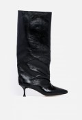Bota tacón fino de mujer de piel negro Glo aisha 2467