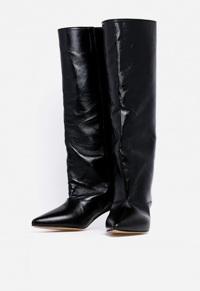 Bota tacón fino de mujer de piel negro Glo aisha 2467