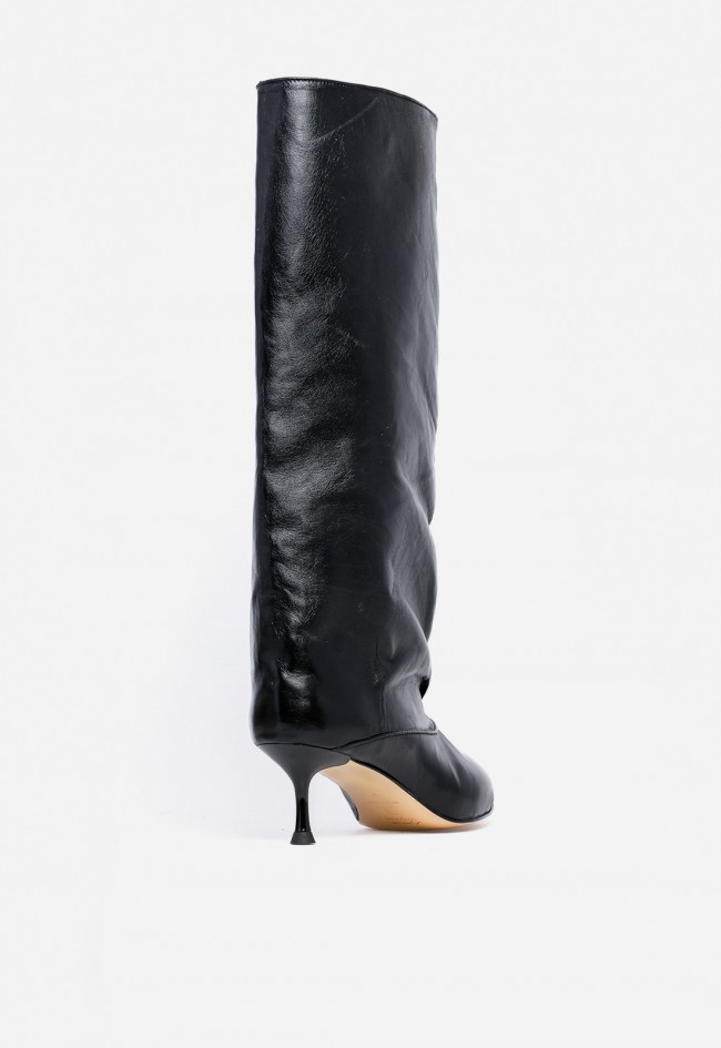 Bota tacón fino de mujer de piel negro Glo aisha 2467