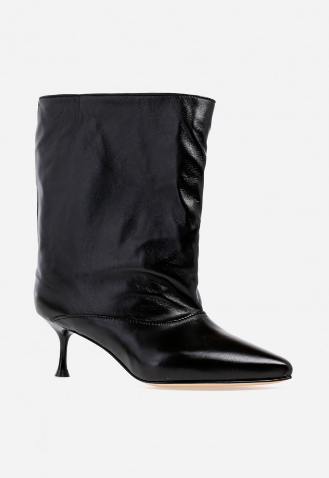 Botín tacón fino de mujer de piel negro Glo aisha 2468