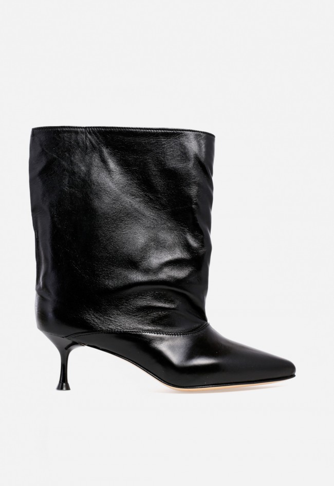 Botín tacón fino de mujer de piel negro Glo aisha 2468