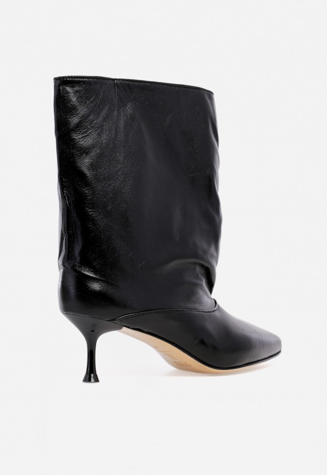 Botín tacón fino de mujer de piel negro Glo aisha 2468