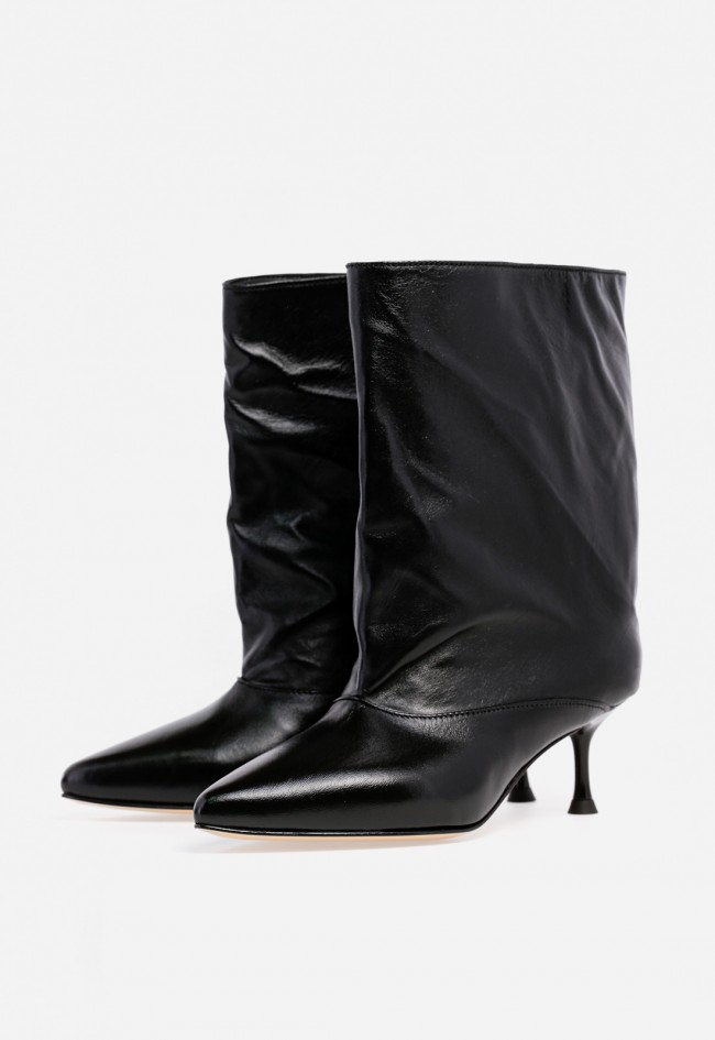 Botín tacón fino de mujer de piel negro Glo aisha 2468