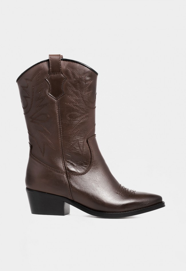 Bota cowboy de mujer de piel moka Glo 6600