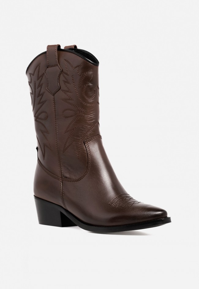 Bota cowboy de mujer de piel moka Glo 6600