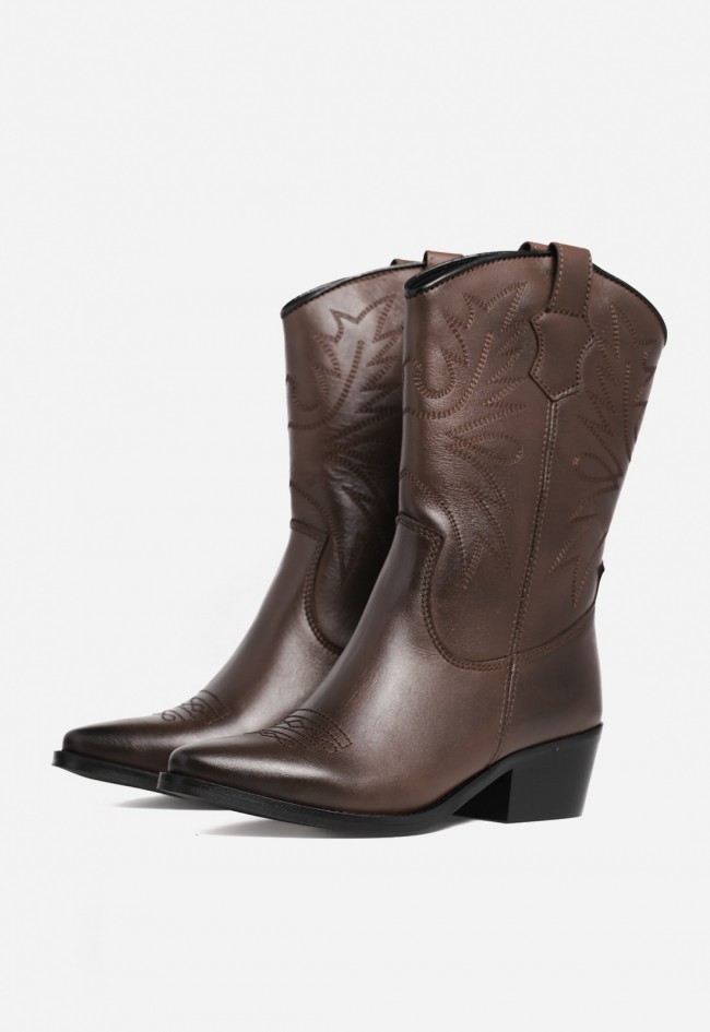 Bota cowboy de mujer de piel moka Glo 6600