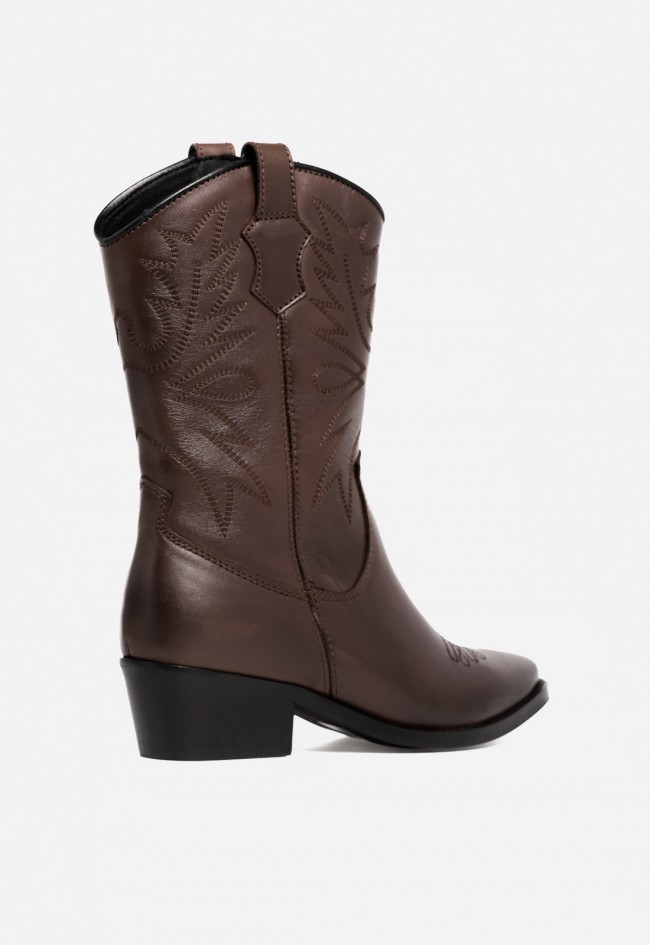 Bota cowboy de mujer de piel moka Glo 6600