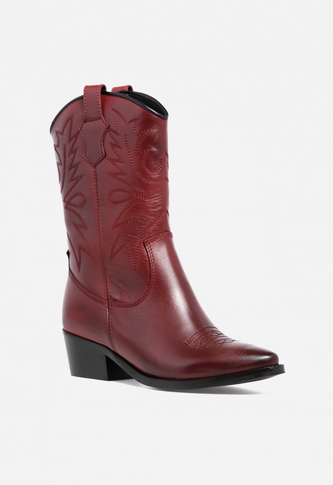 Bota cowboy de mujer de piel rojo Glo 6600