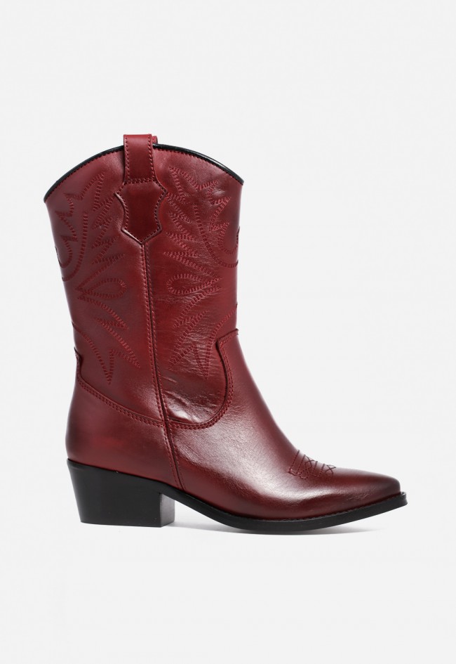 Bota cowboy de mujer de piel rojo Glo 6600