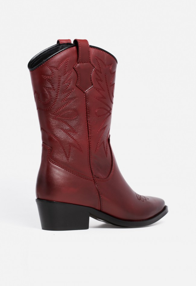 Bota cowboy de mujer de piel rojo Glo 6600