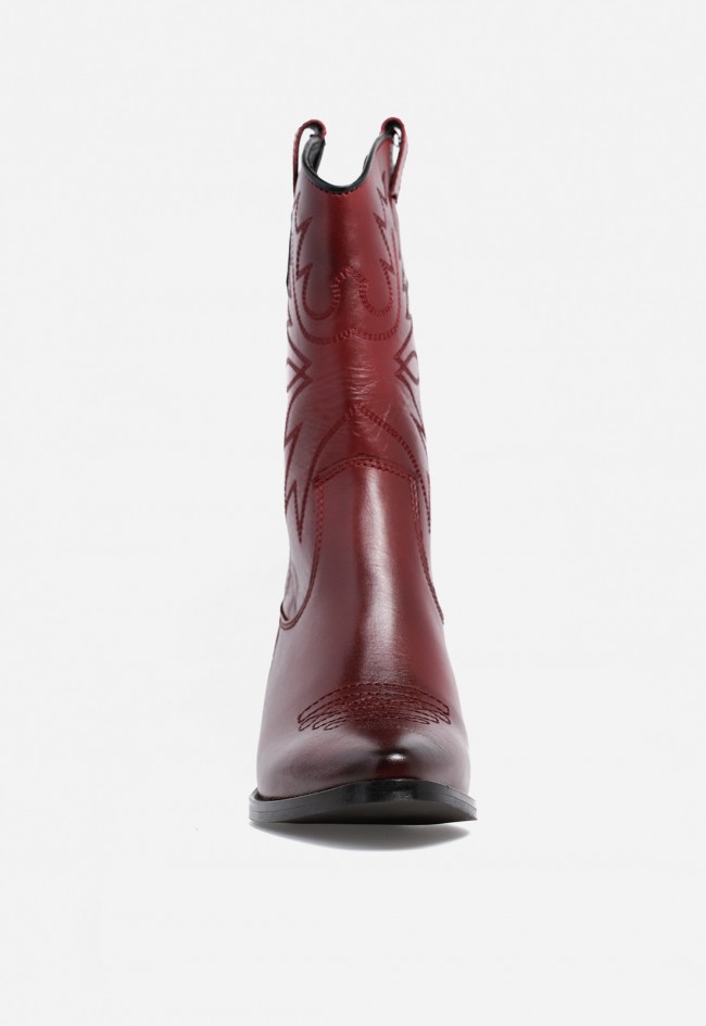 Bota cowboy de mujer de piel rojo Glo 6600