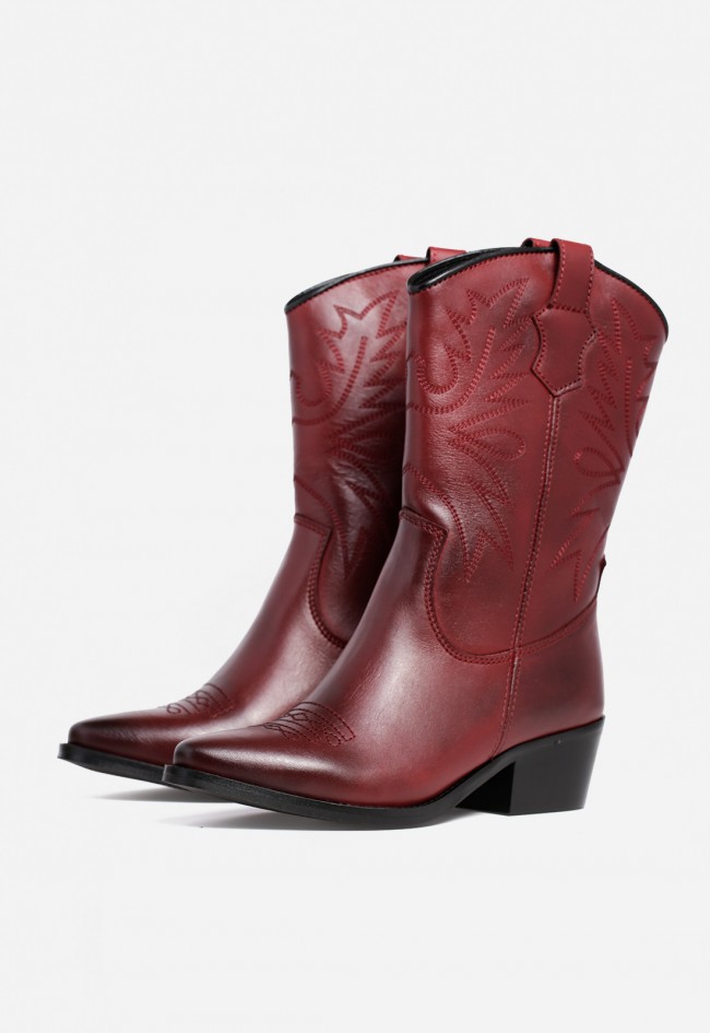 Bota cowboy de mujer de piel rojo Glo 6600
