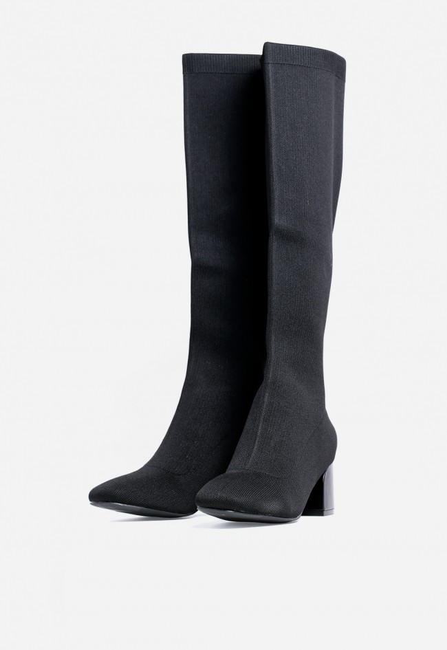 Bota alta tacón tipo calcetín de mujer negro Carmina Jhilton 63-2897