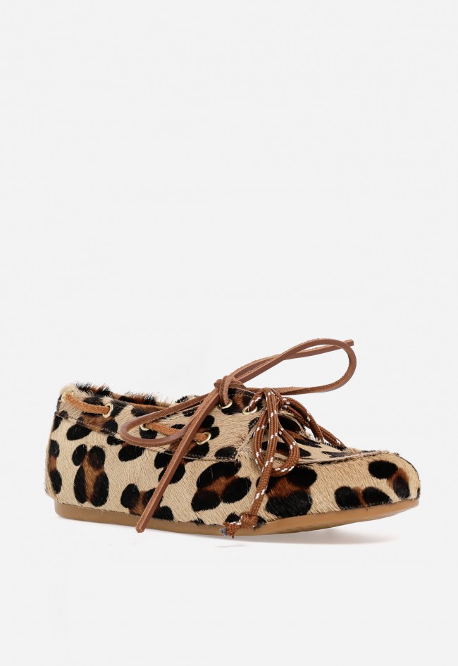 Zapato mocasín animal print piel de mujer leopardo Glo franci