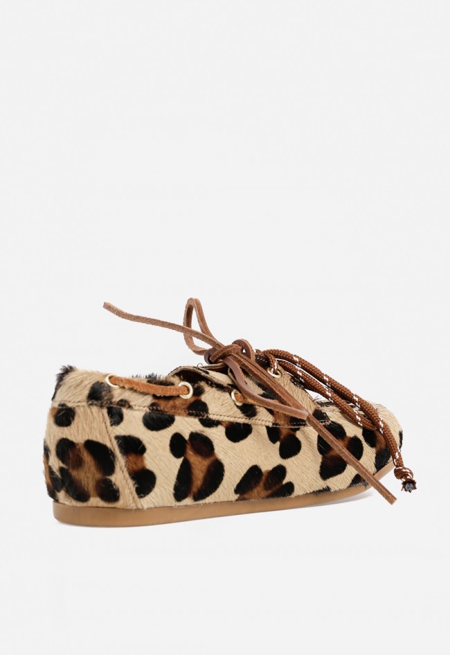 Zapato mocasín animal print piel de mujer leopardo Glo franci