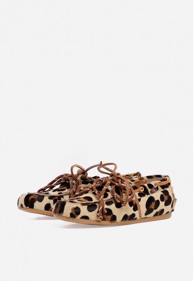 Zapato mocasín animal print piel de mujer leopardo Glo franci