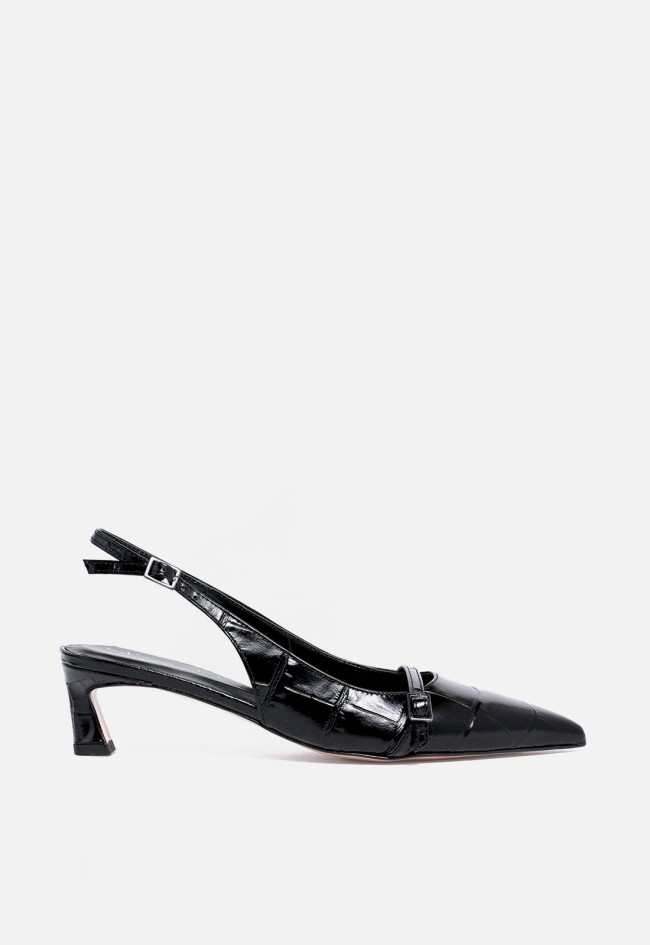 Zapato destalonado de mujer de piel negro Canapé 598