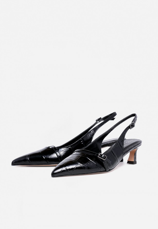 Zapato destalonado de mujer de piel negro Canapé 598
