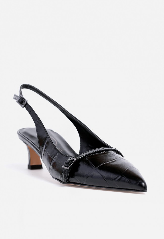 Zapato destalonado de mujer de piel negro Canapé 598
